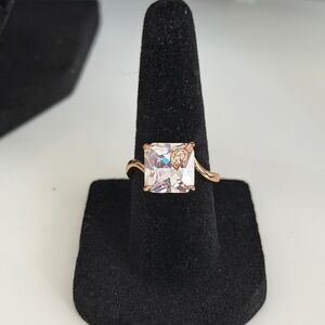 Rose Gold Square-Cut Cubic Zirconia Ring